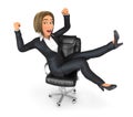 3d business woman celebrating success at work Royalty Free Stock Photo