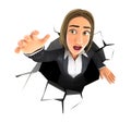 3d business woman falling down into a hole