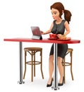 3D Business woman having breakfast before going to work