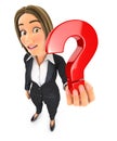 3d business woman holding a question mark icon Royalty Free Stock Photo