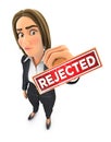 3d business woman rejected stamp Royalty Free Stock Photo