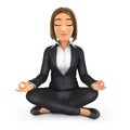3d business woman sitting in lotus position and doing yoga Royalty Free Stock Photo