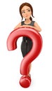 3D Business woman with a very big question mark. Doubts