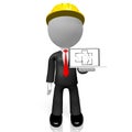 3D businessman/ archtect/ construction concept