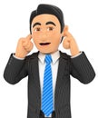 3D Businessman covering his ears Royalty Free Stock Photo