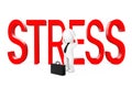3d Businessman Depressed near Stress Sign. 3d Rendering