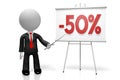 3D businessman - fifty percent off