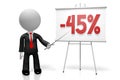 3D businessman - fortyfive percent off Royalty Free Stock Photo