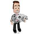 3D businessman, gears concept Royalty Free Stock Photo