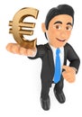 3D Businessman with a gold euro symbol Royalty Free Stock Photo