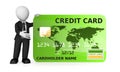 3d businessman and green credit card
