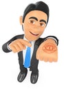 3D Businessman with hand stamp VIP