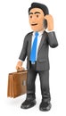 3D Businessman with his briefcase talking on the mobile phone Royalty Free Stock Photo