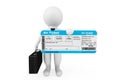 3d businessman hold Airline boarding pass ticket