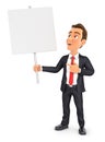 3d businessman holding blank sign board Royalty Free Stock Photo