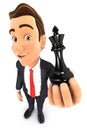 3d businessman holding a chess king