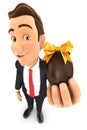 3d businessman holding easter egg