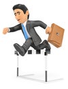 3D Businessman in a hurdle race. Overcoming concept