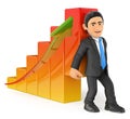 3D Businessman lifting up the economy bar graph