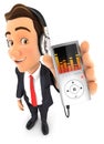 3d businessman listening music on mp3 player Royalty Free Stock Photo