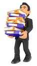 3D Businessman loaded with many filing cabinets. Work overload Royalty Free Stock Photo