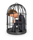 3d businessman locked in a cage