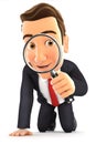 3d businessman looking through a magnifying glass Royalty Free Stock Photo