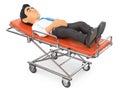 3D Businessman lying on a stretcher in the hospital