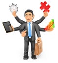 3D Businessman multitasking concept with thumb up Royalty Free Stock Photo