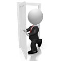 3D businessman opening door