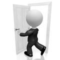 3D businessman opening door