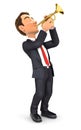 3d businessman playing trumpet Royalty Free Stock Photo