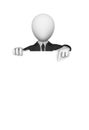 3d businessman pointing finger to empty white board Royalty Free Stock Photo