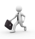 3d businessman running with briefcase