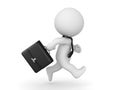 3D Businessman running and holding a black briefcase