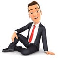 3d businessman sitting on the floor