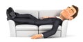 3d businessman sleeping on sofa Royalty Free Stock Photo