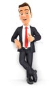 3d businessman standing in front of wall with thumb up