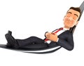 3d businessman takes a nap in a hammock