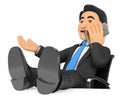 3D Businessman talking on mobile phone with feet up