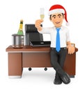 3D Businessman toasting Christmas in his office Royalty Free Stock Photo