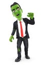 3d businessman turning into zombie