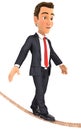 3d businessman walking on a rope Royalty Free Stock Photo