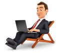 3d businessman working on vacation Royalty Free Stock Photo