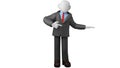 3D Bussiness Man pointing Out Your Product Pose Rendering