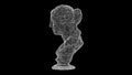 3D bust on black bg. Female antique statue's head. Historic concept. Ancient greek sculpture. For title, text