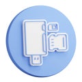 3D button rendering of Adapter for connecting external carriers of digital information. Realistic blue white PNG illustration Royalty Free Stock Photo