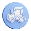 3D button rendering of Agricultural tractor. Transport and equipment for transporting agricultural products on field. Realistic