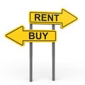 3D buy or rent arrow sign board Royalty Free Stock Photo