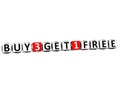 3D Buy Three Get One Free Button Click Here Block Text